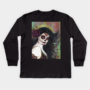 Zatina day of the dead by Renee lavoie Kids Long Sleeve T-Shirt